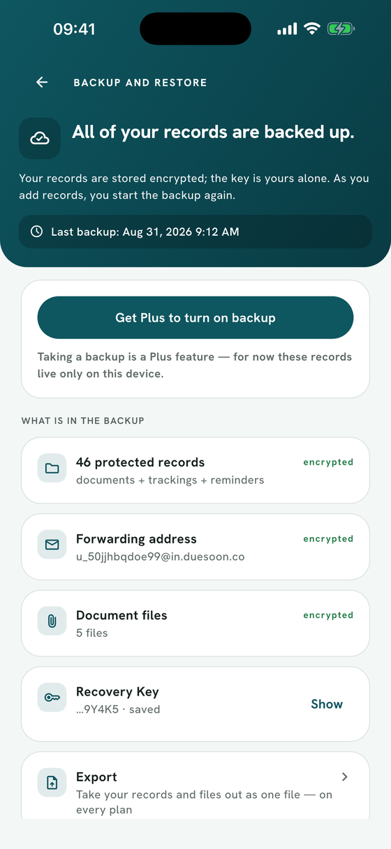 Encrypted backup